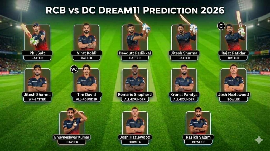 RCB vs DC Dream11 Prediction 2026
