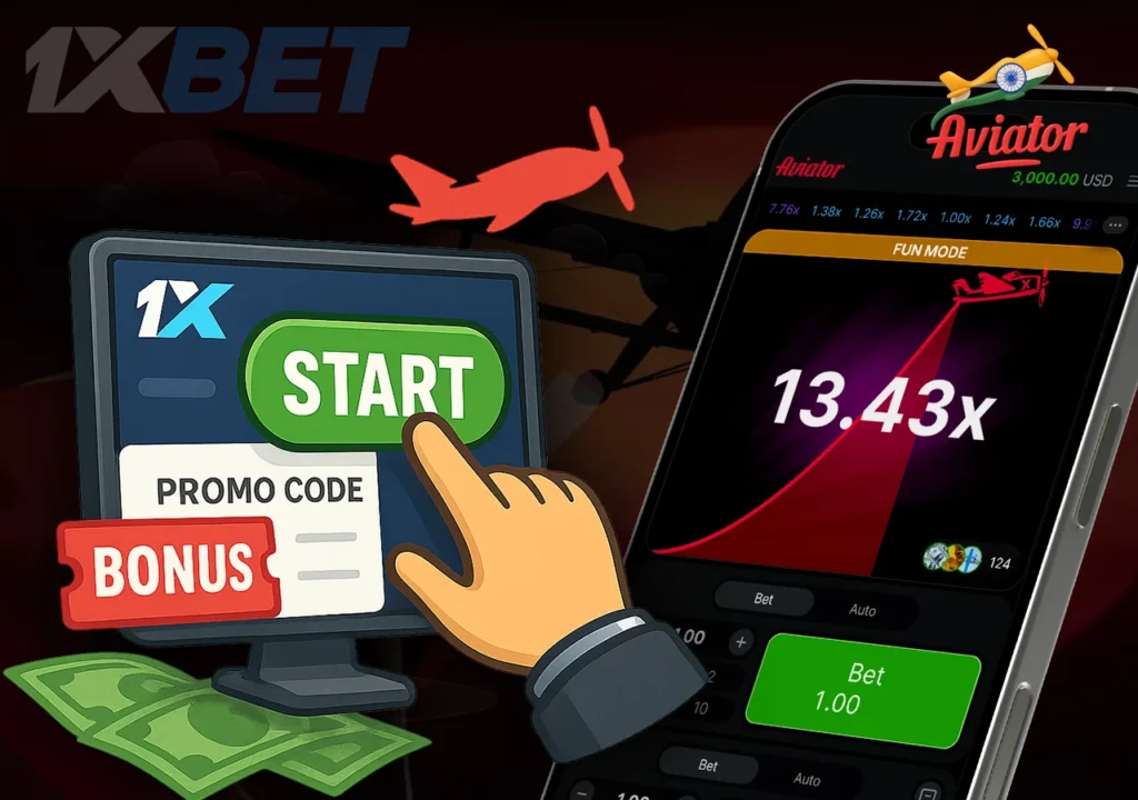 1xbet India Aviator Game Infographics Image