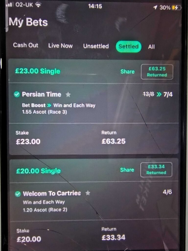 Some of My Winning Bets – Real Results

To give a clearer picture of how the tips worked out in practice, here are a few of my actual settled bets from the testing period: